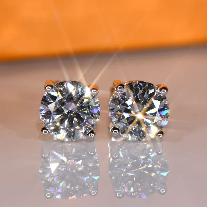 IOGOU 3mm/4mm/5mm/6.5mm/8mm/9mm/10mm/11mm Certified D VVS1 Moissanite Stud Earrings