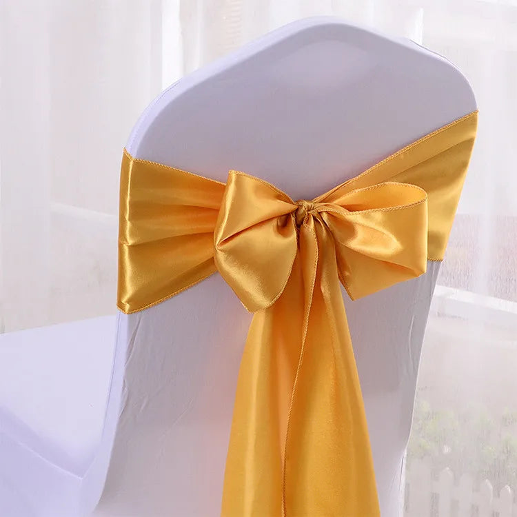 10/50/100pcs Satin Chair Bow Sashes Wedding Chair Knots