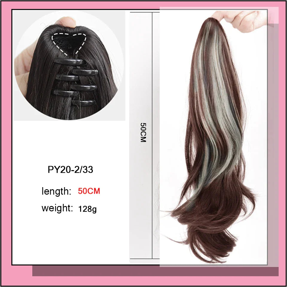 AS Long Wavy Straight Claw Clip On Ponytail