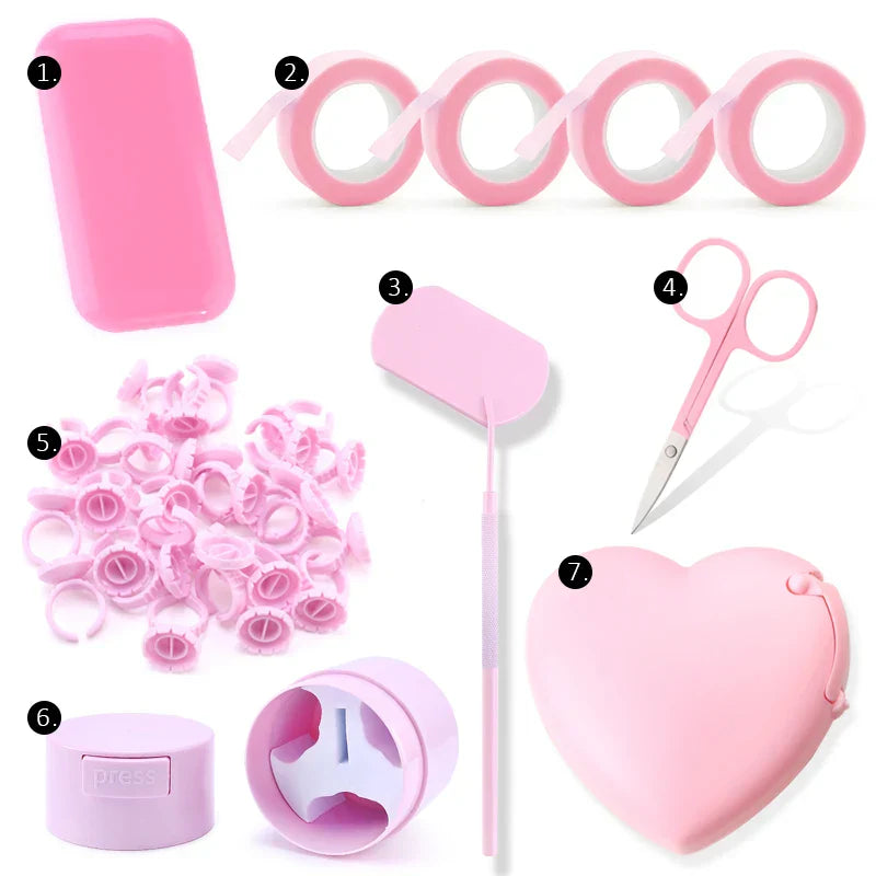 Eyelash Extension Supplies Set Glue Rings Tape Cutter