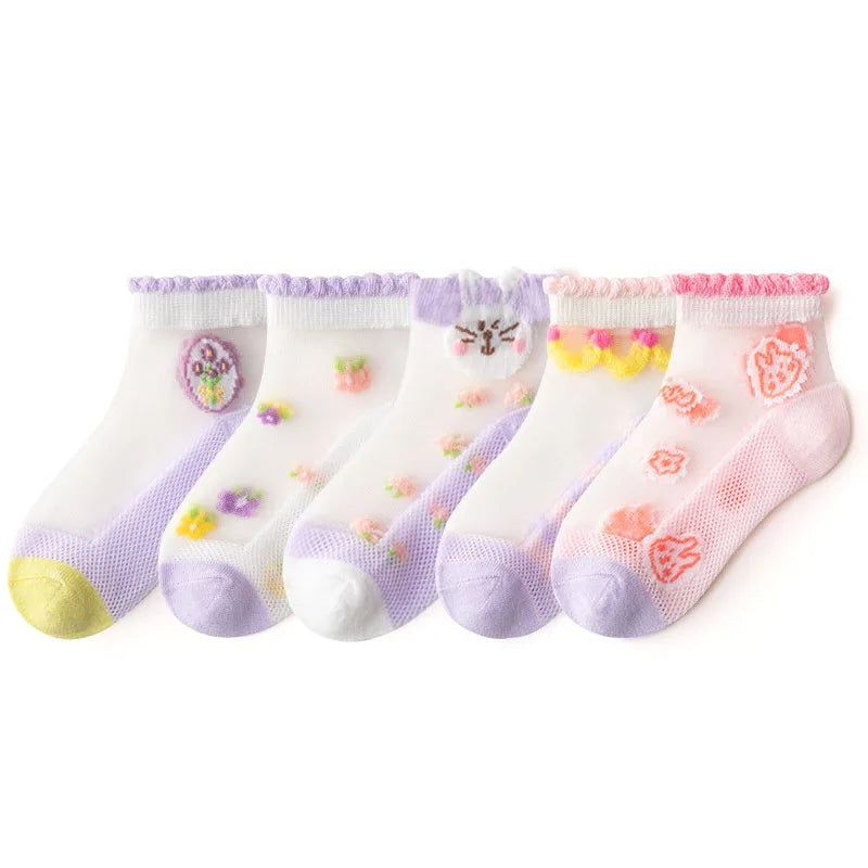 5 Pairs/Lot Summer Children Cotton Socks Boy Girl