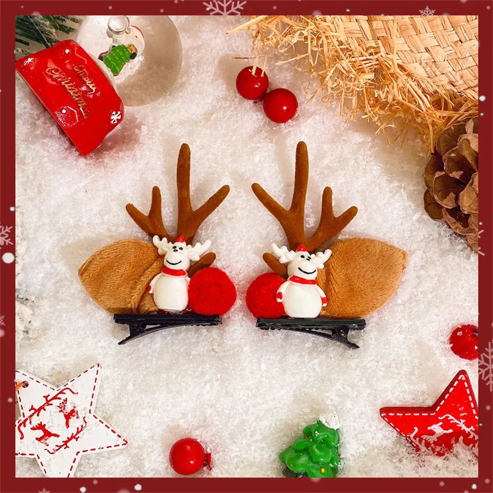 2pcs Pack Cute Reindeer Ears Hair Clip Classic