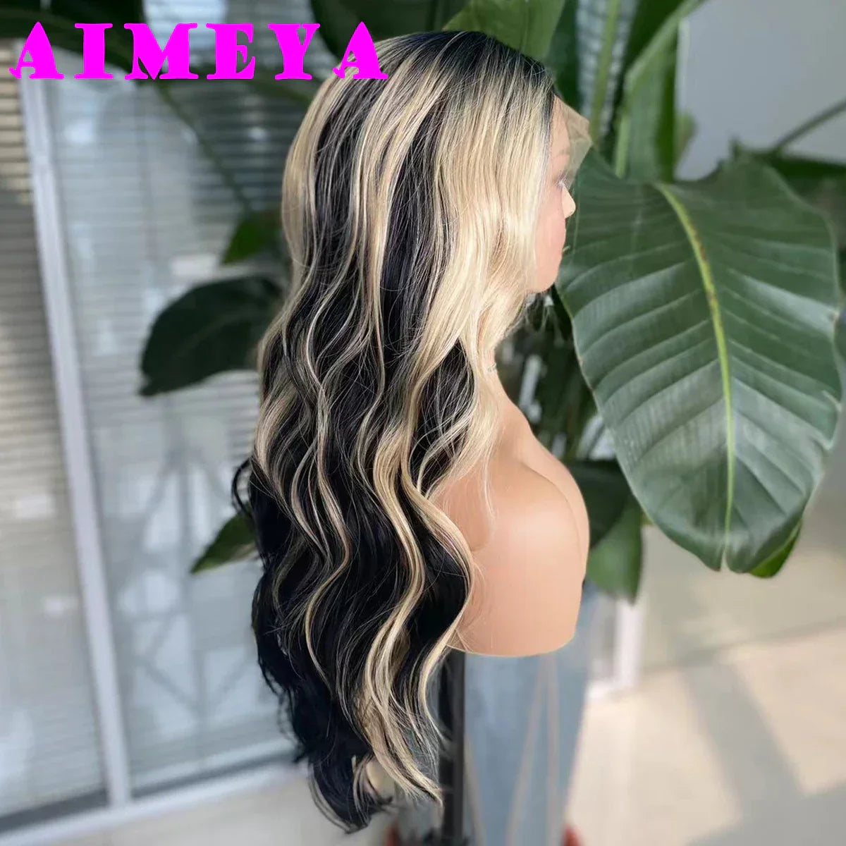 AIMEYA Ombre Green Synthetic Lace Front Wig for
