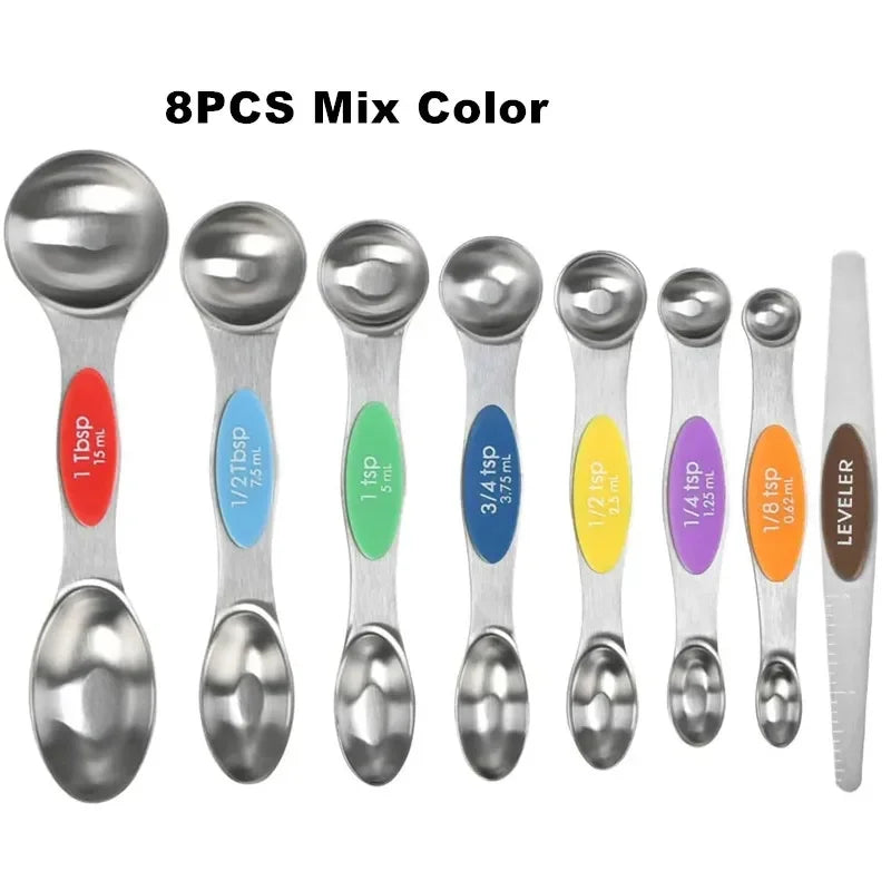8 Pieces Magnetic Measuring Spoons Set Dual Sided