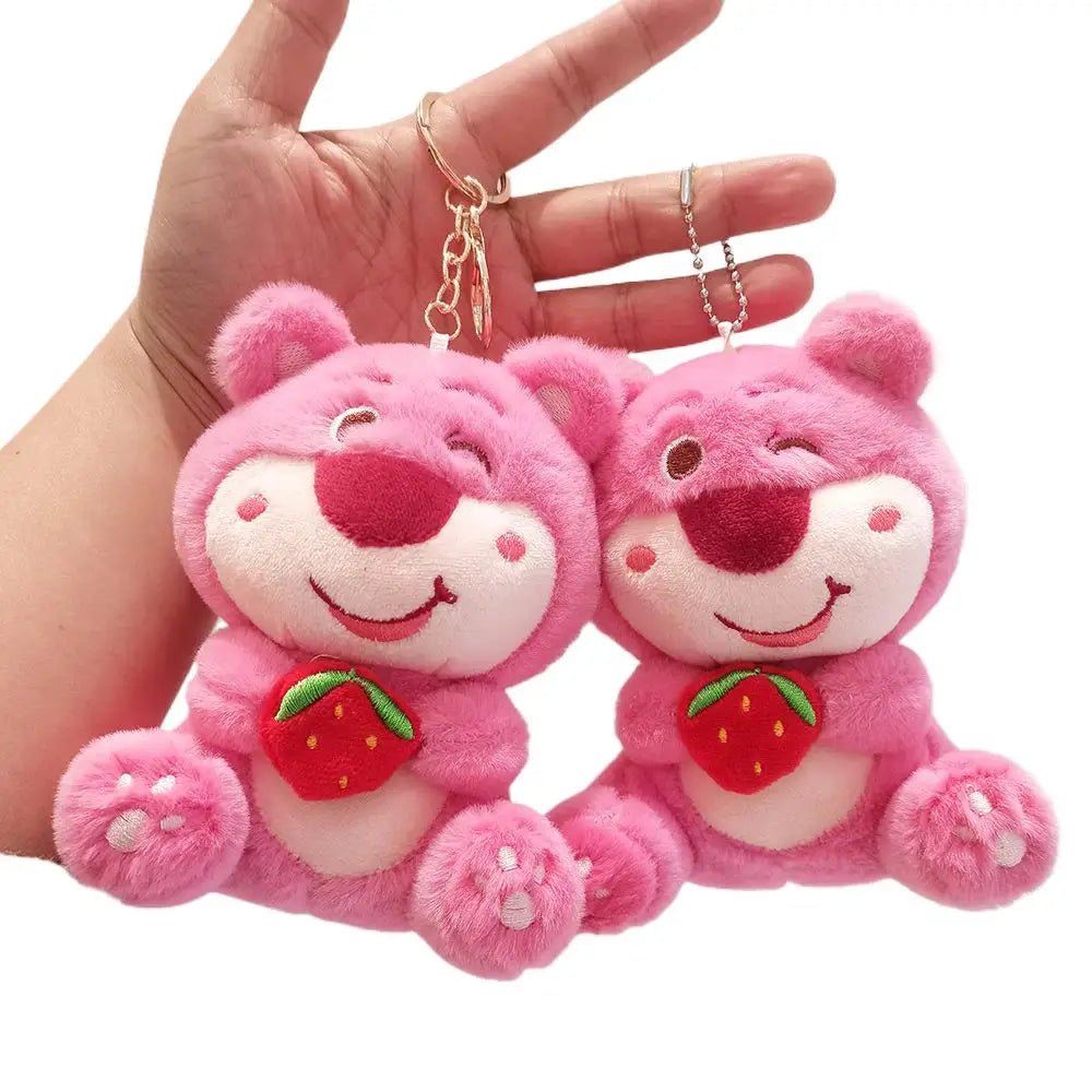 24Pcs 13-15cm Disney Lotso Strawberry Bear Plush Keychain