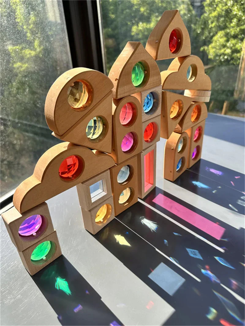 Kids Sparkling Orient Gems Wooden Toys Step Gables