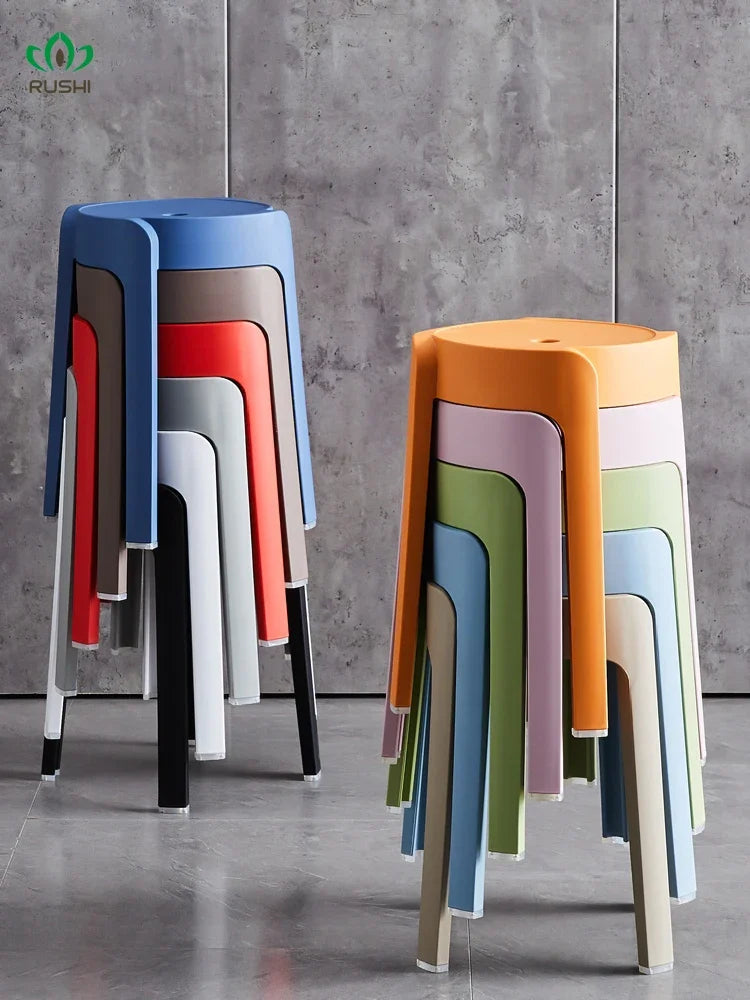 Plastic Stool Thickened Household Stackable Dining Table Bench