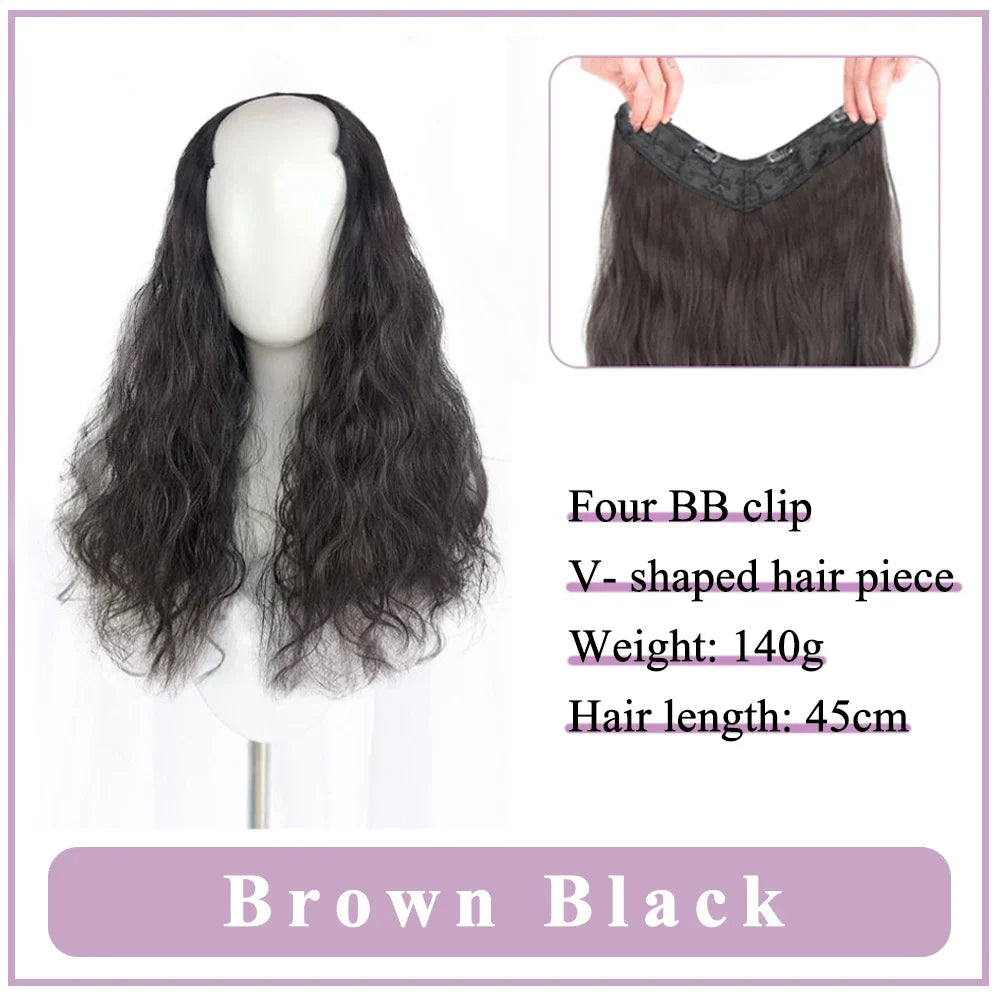 WEILAI Women's V-Shaped Long Hair Extension Synthetic Wig