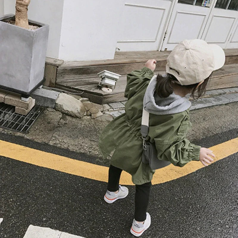 Girls Trench Coat Autumn Spring Korean Windbreaker Jacket