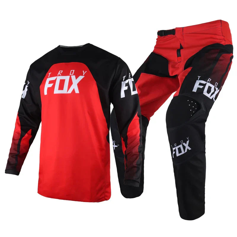 2022 Off-Road MX Racing Jersey & Pants Combo – Black/Red Gear Set