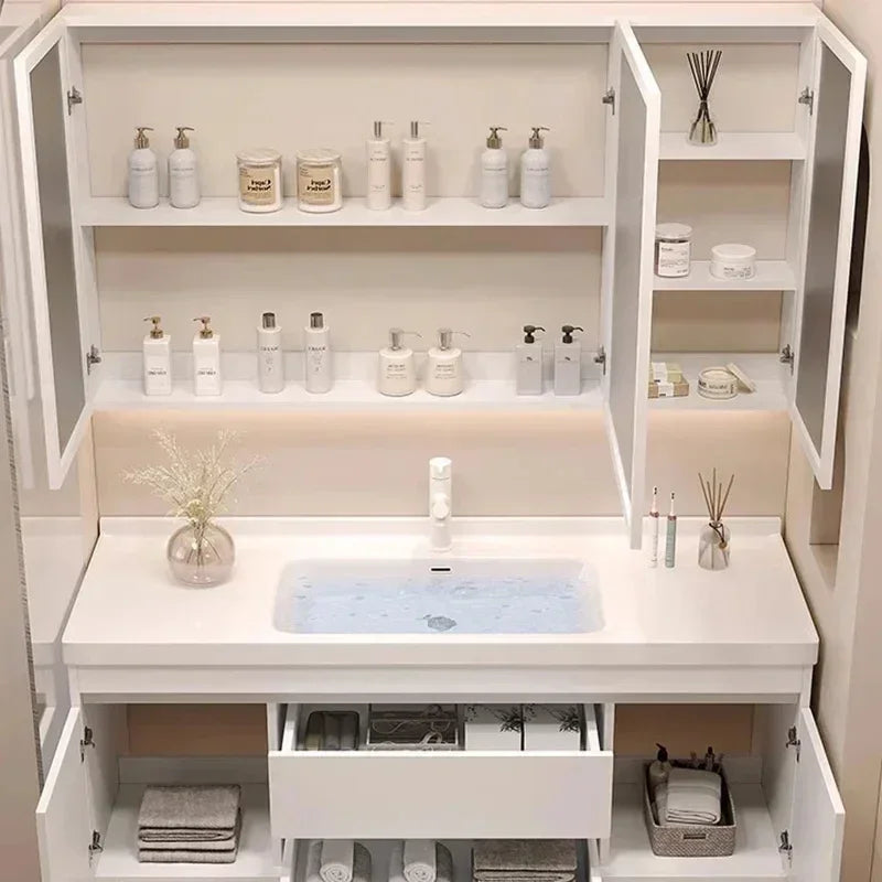 Washbasin Mirror Drawer Wall White Bathroom Cabinets Vanity