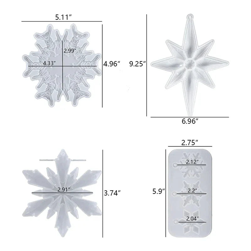 4pcs Christmas Resin Molds for Jewelry and Ornaments