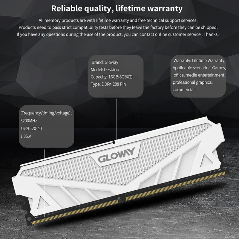 Gloway memoria ram ddr4 8gb 16gb 3200mhz 3600mhz