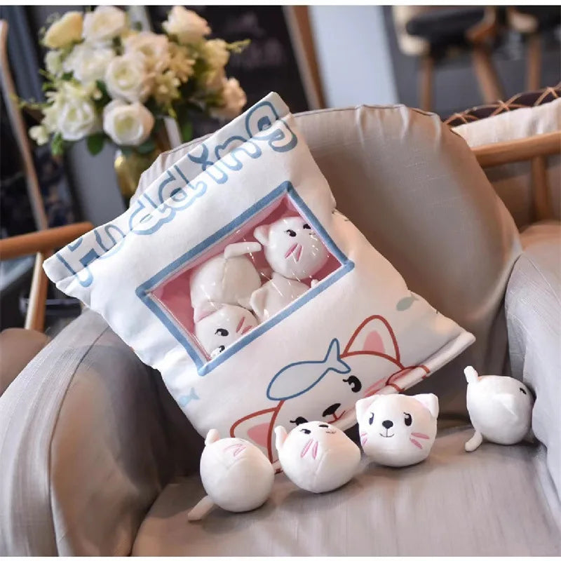 Cartoon a bag of snacks doll throw pillow