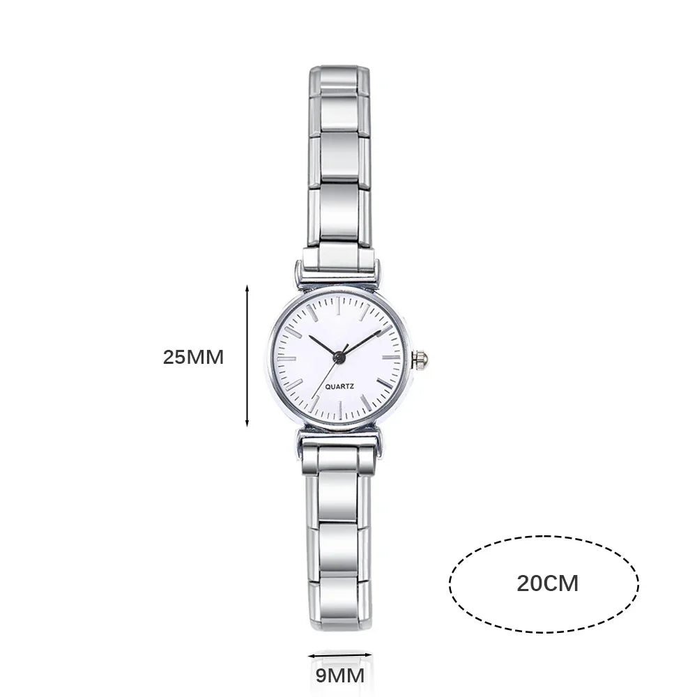Hapiship Fashion Women's Stainless Steel White Black Watch