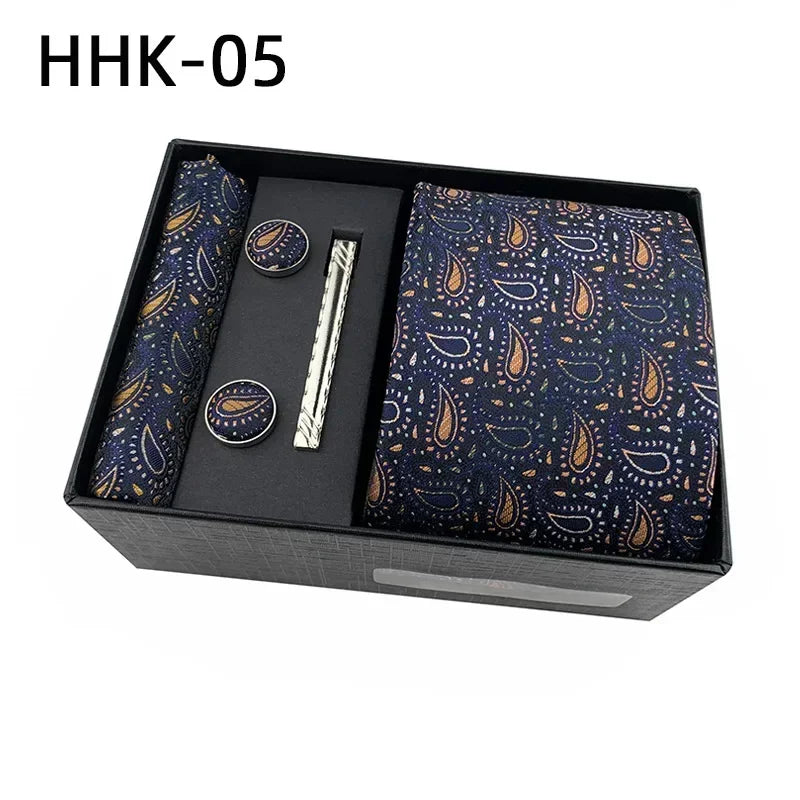 100Silk Feel Set Classic Ties for Men Kerchief