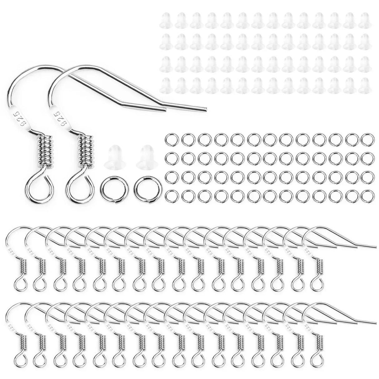 100300pcs Plated 925 Silver Earring Hook Kit Ear