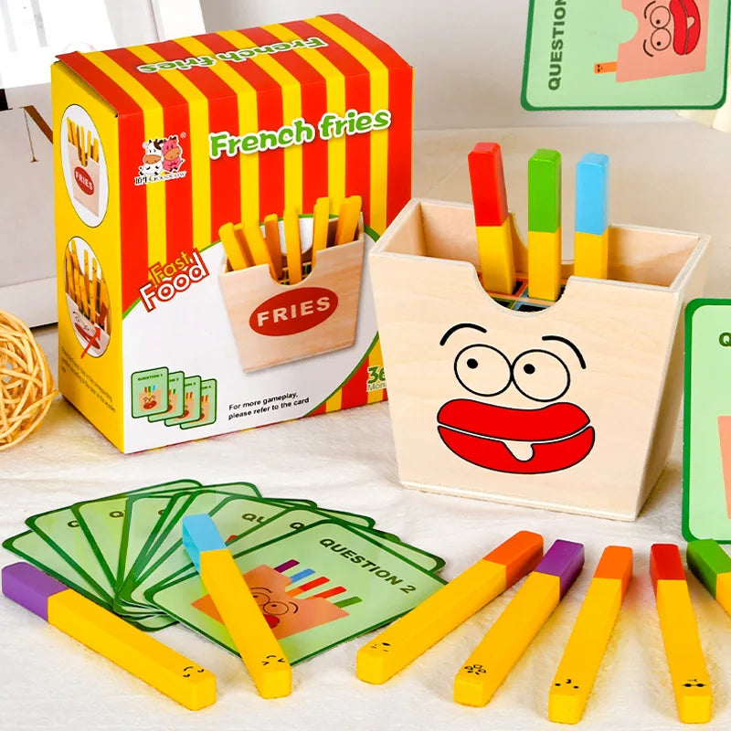 Montessori Toy For Kids,Wooden Hamburger Sandwich French Fries