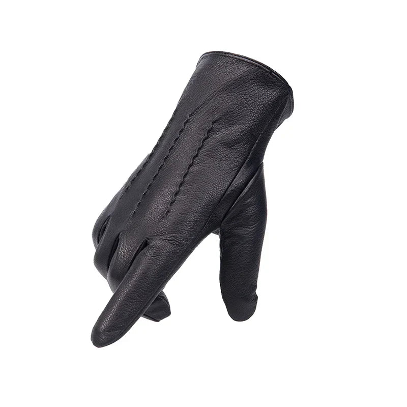 New men's 100% sheepskin gloves, deer skin pattern