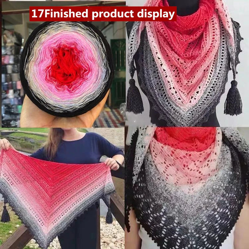 300g Cake Gradient Color Crocheted Shawl Blanket DIY