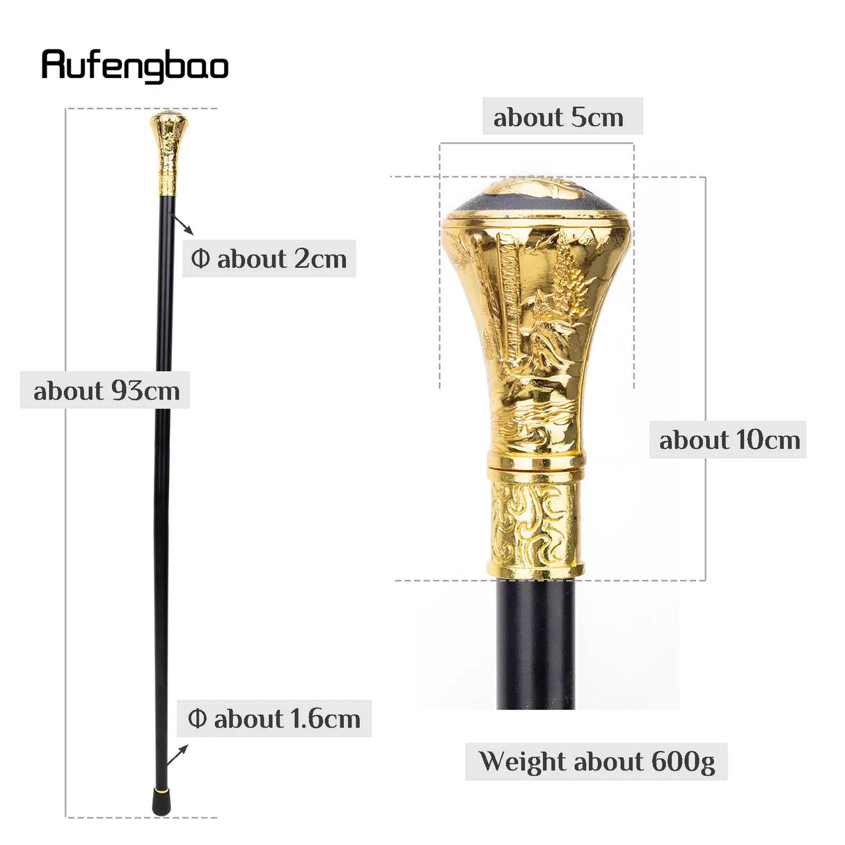 Gold Luxury Sika Deer Head Single Joint Walking