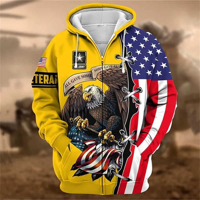 New 3D US ARMY Printed Zip Up Hoodies