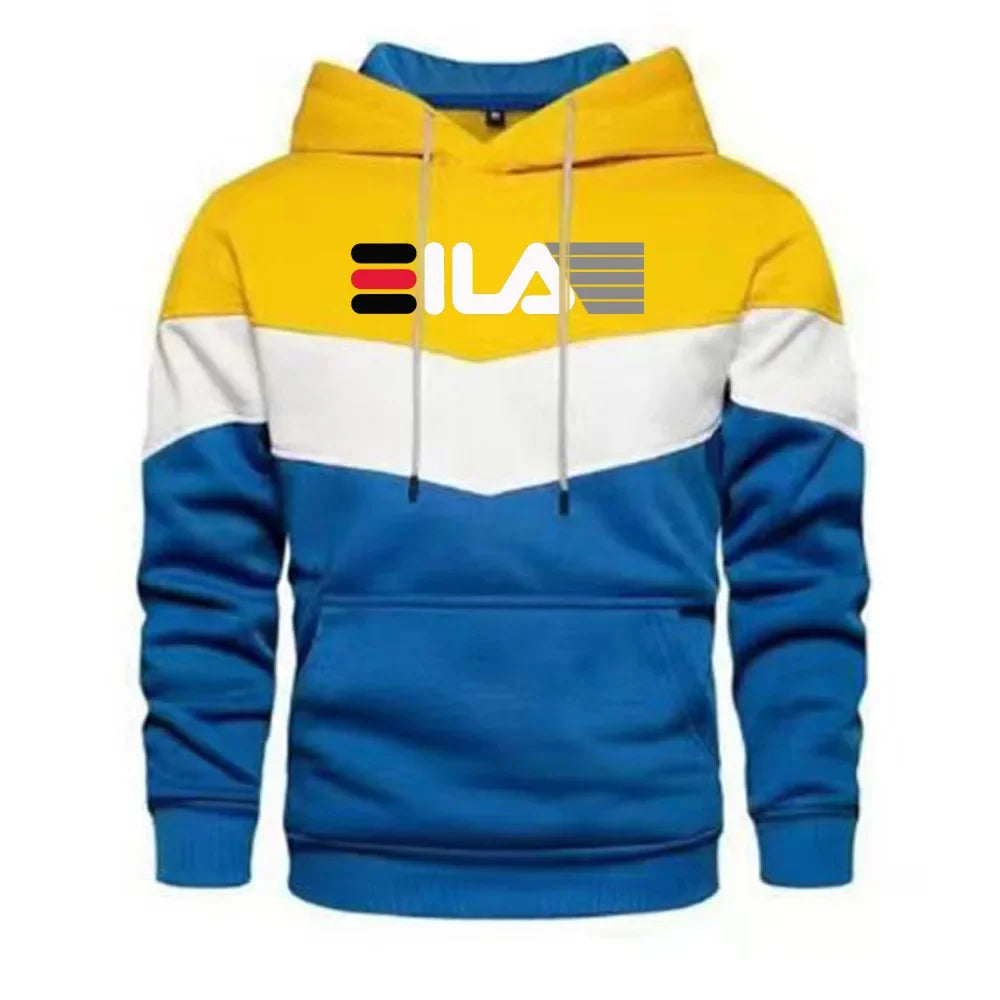 Men's Trending Brand Printed Splicing Hoodies Male Spring