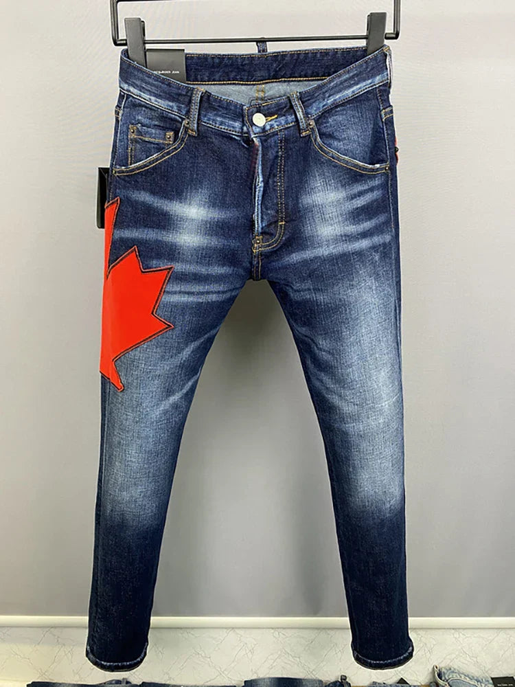2024 Hot Men Jeans Denim Pants Hole Slim