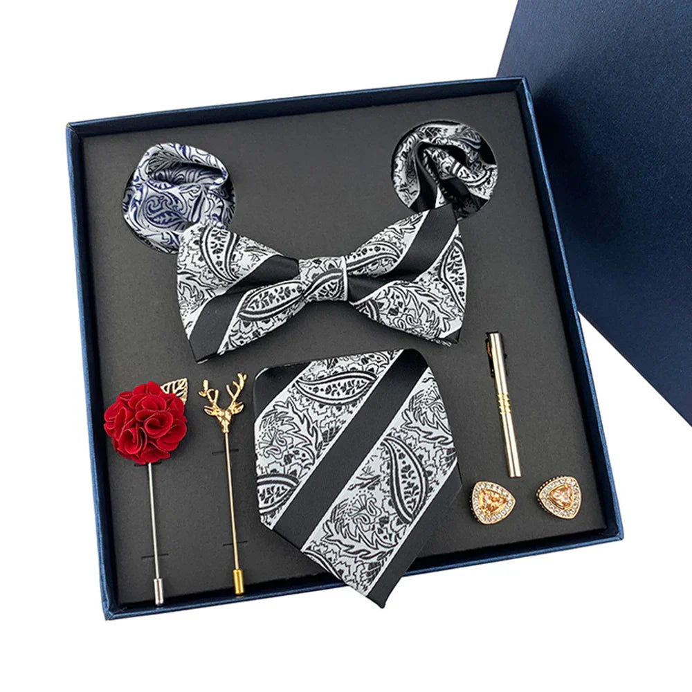 Men's Tie Set Gift Box Fashion Brand Bowtie