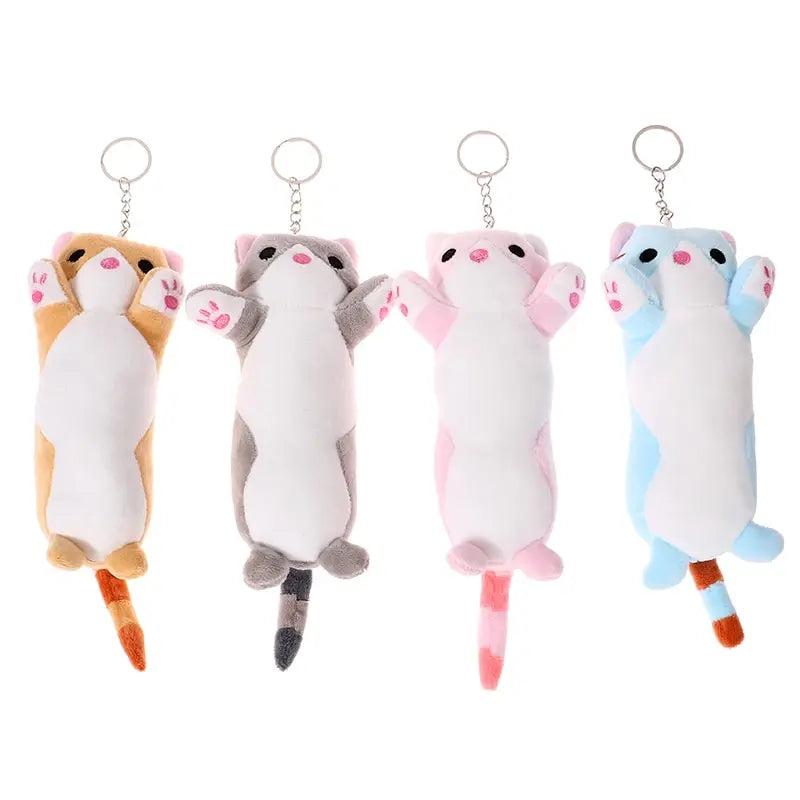16CM New Long Cat Plush Toy Keychain Cute