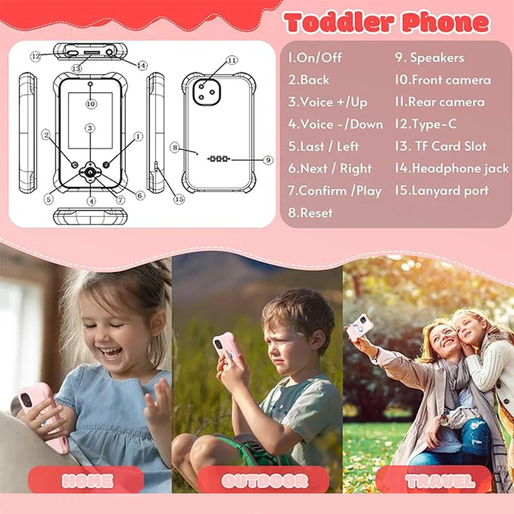 Kids Smart Phone 1080P Digital Dual Lens Selfie