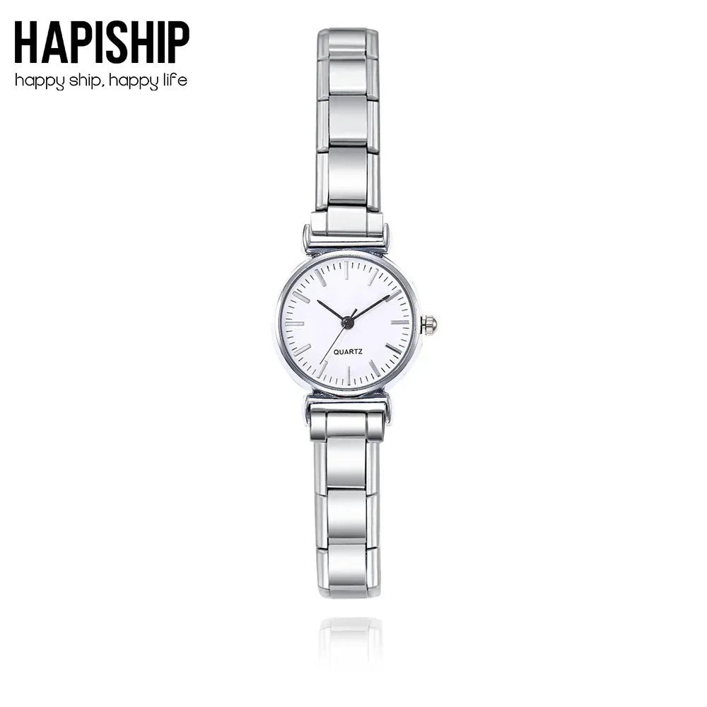 Hapiship Fashion Women's Stainless Steel White Black Watch