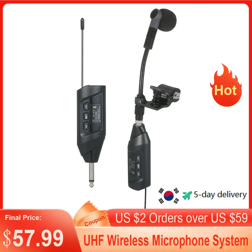 Professional Baomic TR15 Saxophone UHF Wireless Microphone System