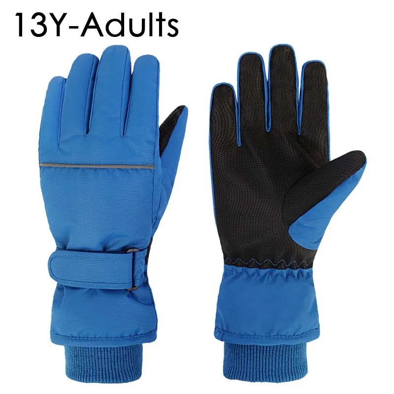 Waterproof Adult Kids Ski Gloves Thick Children Mittens