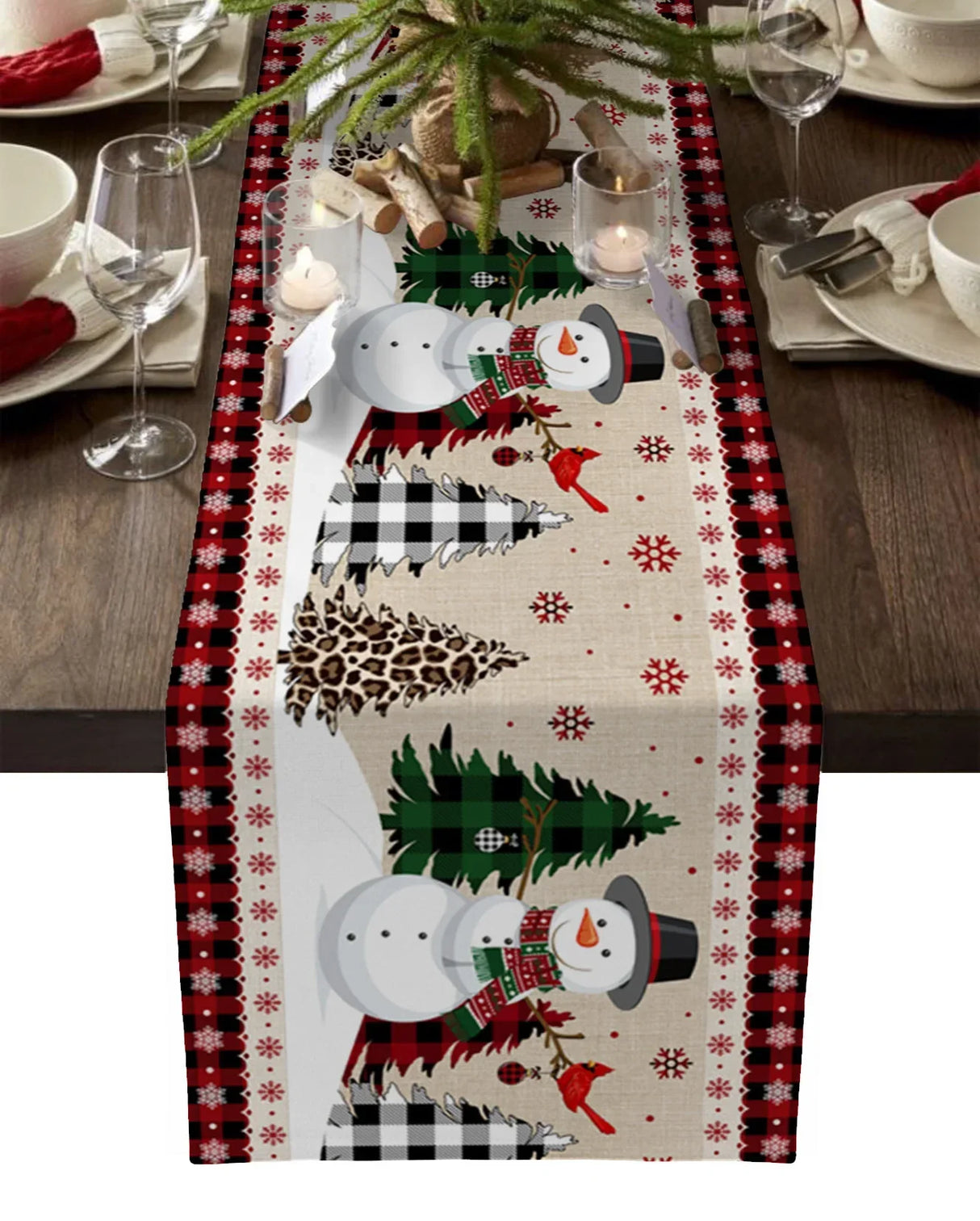 Merry Christmas Tree Ball Linen Table Runners Holiday