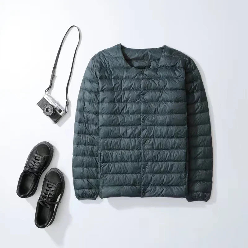 Men's Liner Duck Down Jacket O-neck Variable V-neck