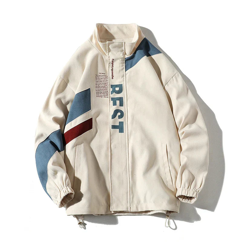 Patchwork Sports Jacket Men Hip Hop Street Loose