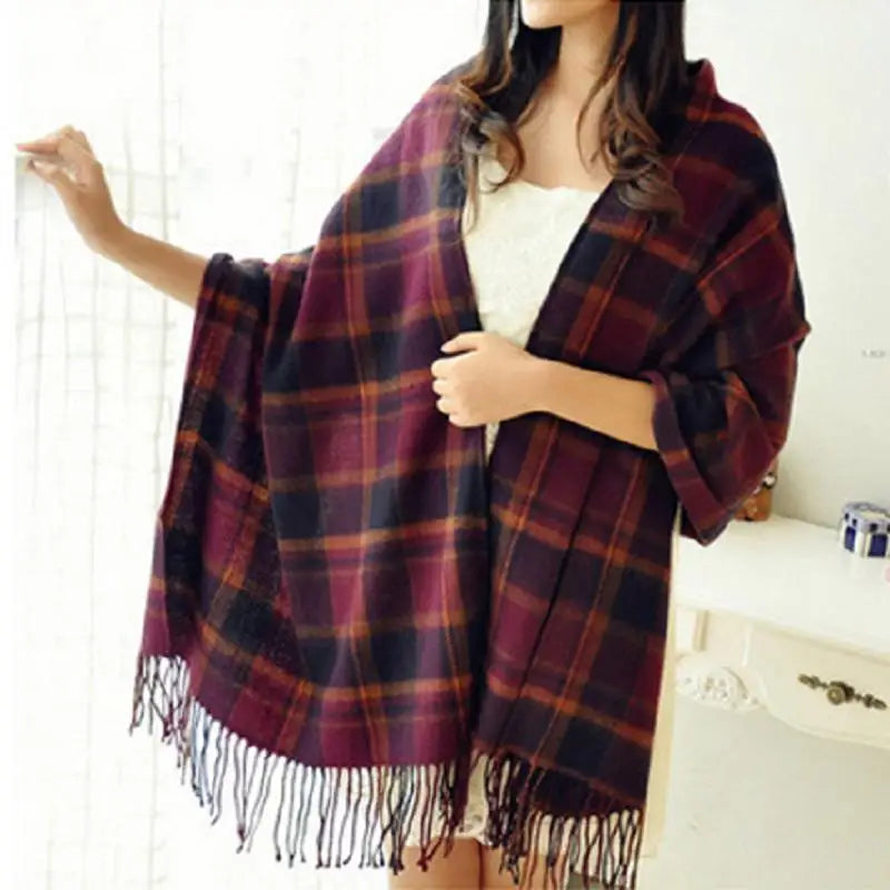 Winter Female Lattice Imitation Cashmere Scarf Autumn And