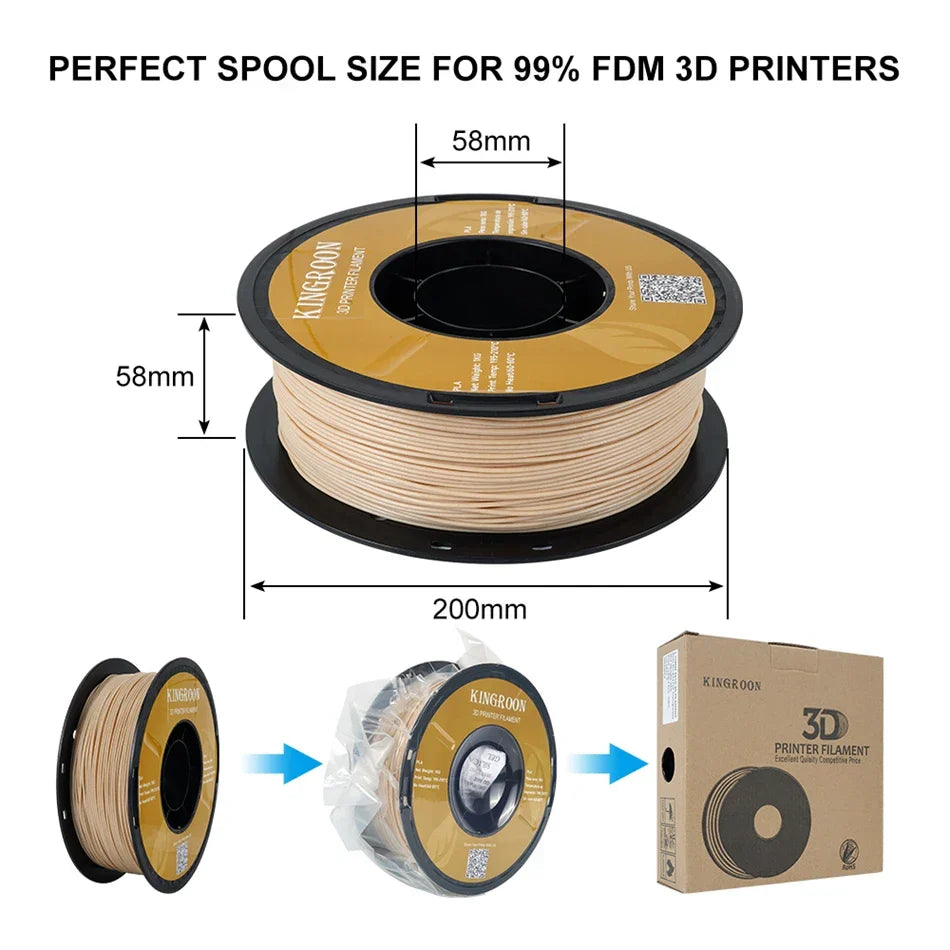 KINGROON 3D Printer Filament Wood PLA 1.75mm 1kg