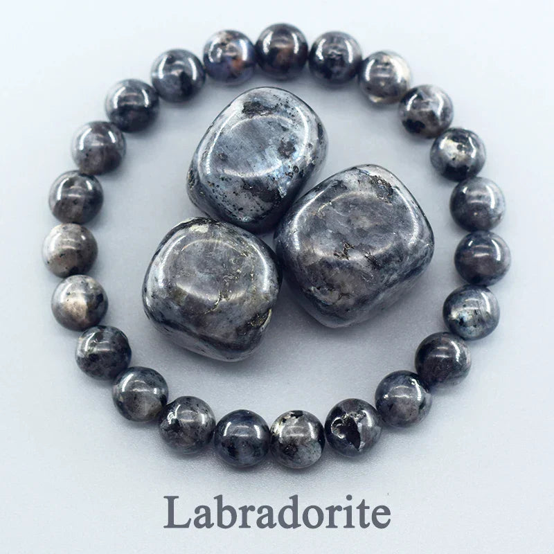 Real Natural Labradorite Stone Bead Bracelet Men Women