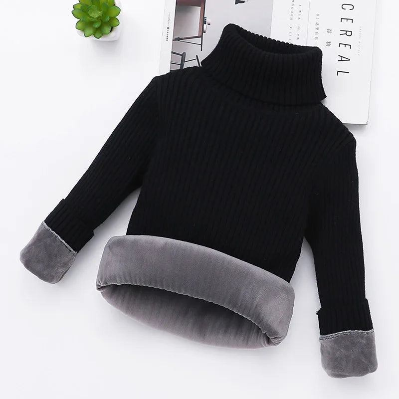Children Padded Sweater Autumn Winter Kids Turtleneck Knitwear