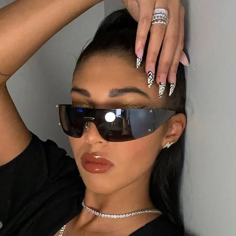 New Punk One Piece Sunglasses 2000 S Women