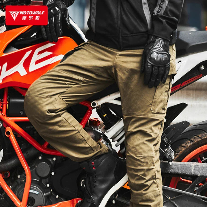 MotoWolf Motorcycle Riding Pants Men's Motorcycle Windproof And Anti Fall Pants Racing Casual Workwear Pants Biker Jeans Atv
