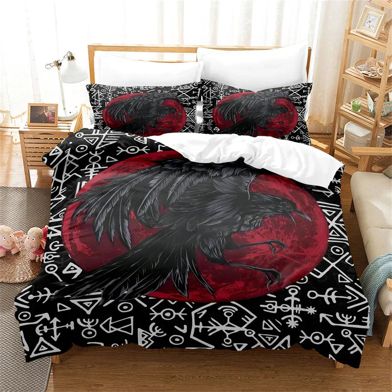 Vikings Duvet Cover Scandinavian Culture Print Bedding Set