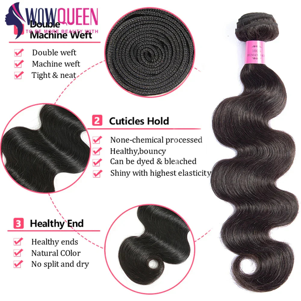 Body Wave Bundles Human Hair With Frontal 13x4