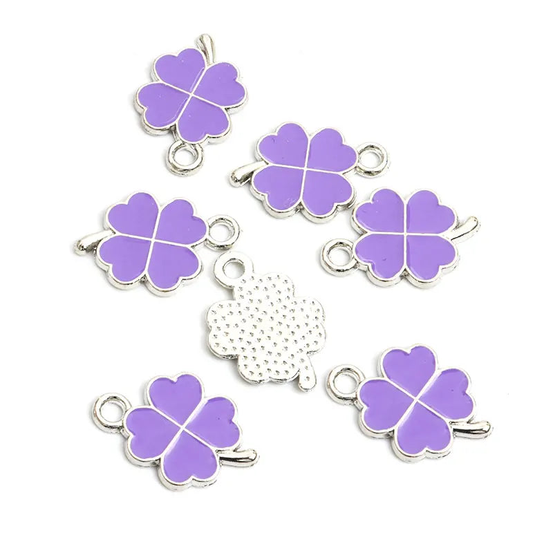 Dopamine Fourleaf Clover Enamel Charms 20pcs DIY Necklace
