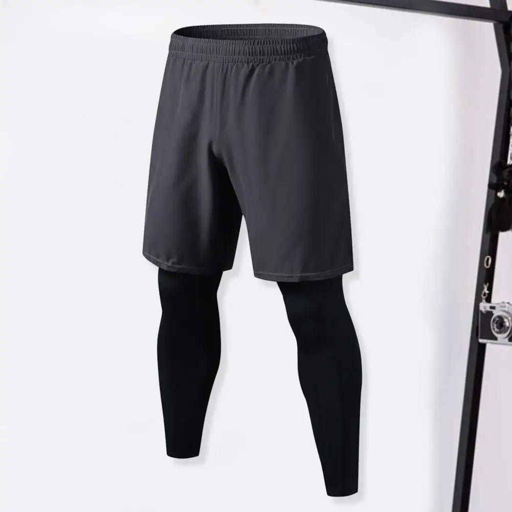 Men Fake Two-Piece Sport Pants Fitness Jogger Training