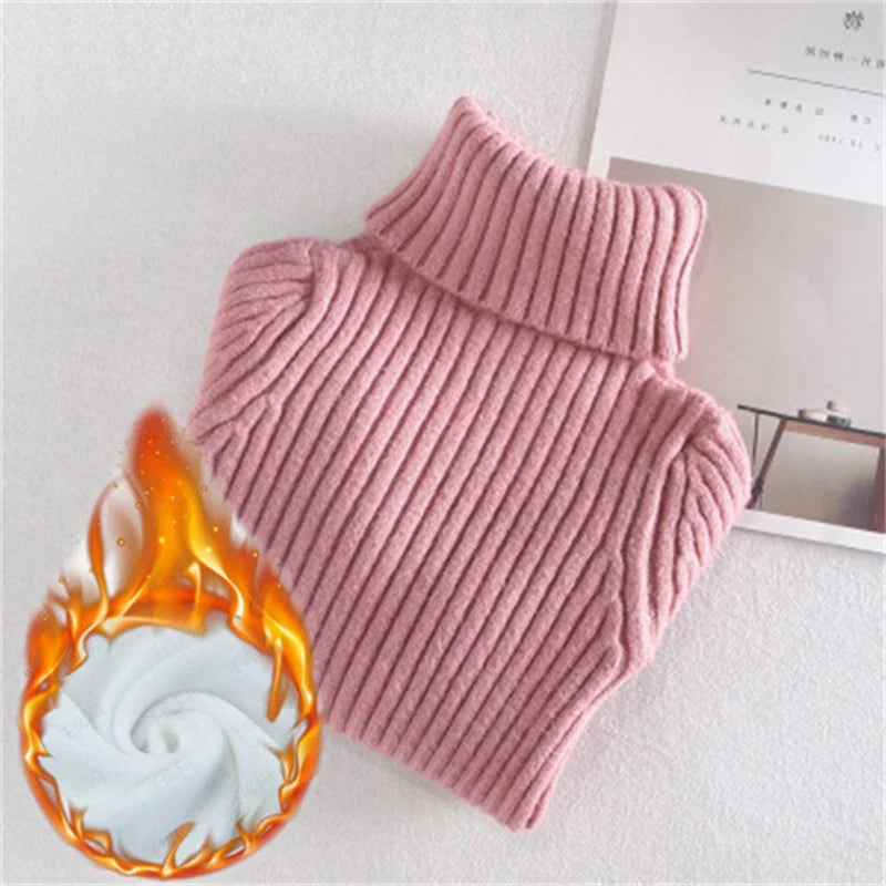 Children Padded Sweater Autumn Winter Kids Turtleneck Knitwear