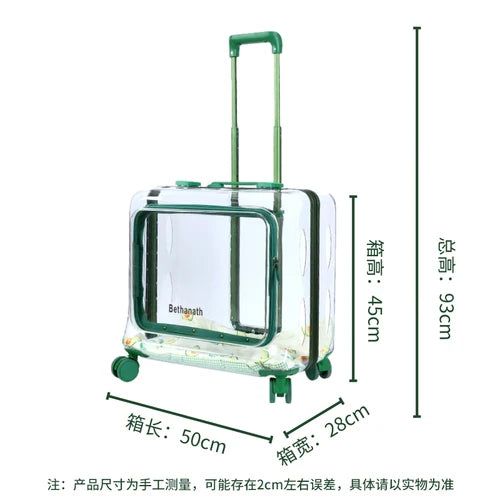 Clear Animal Cats Carriers Pet Trolley Stroller Pocket