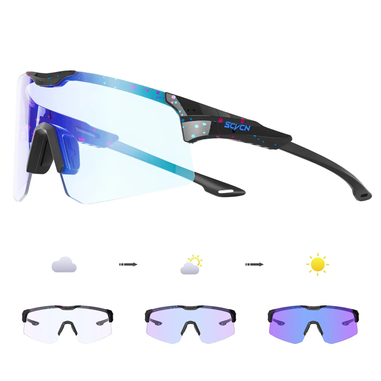 SCVCN New bicycle Photochromic Cycling Sunglasses Sports Running